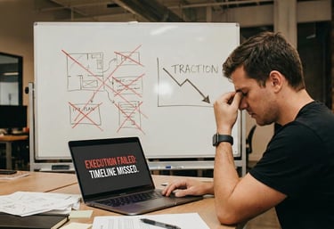 Stressed founder facing execution failure and missed timeline