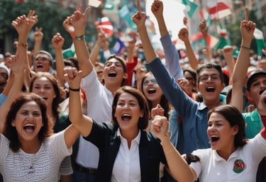 A creative team brainstorming ideas around a table with campaign materials.
