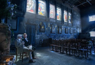 same-sex couple taking a moment to relax after their wedding at The Asylum Chapel Peckham
