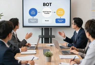 A team collaborating over digital marketing strategy on laptops and tablets.