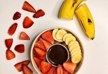 tangles, pancakes cali, fresa, banano, chocolate hershey