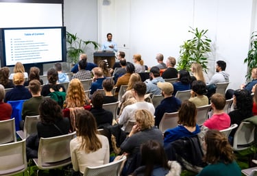 A thought leader in service design delivering a talk at Service Design Bristol