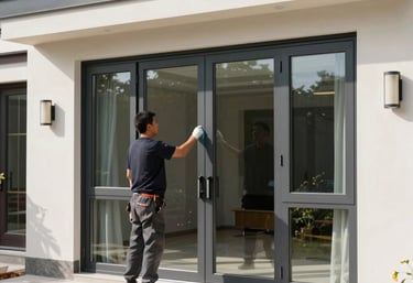 pose fenêtres maison moderne, installateur menuiseries extérieures, baie vitrée aluminium contempora