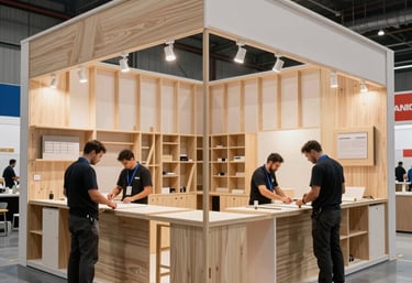 fabrication stand exposition, menuiserie spécialisée stand, stand salon professionnel sur mesure