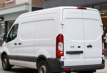 A friendly mover carefully loading boxes into a Swiftvan Movers truck on a sunny day.