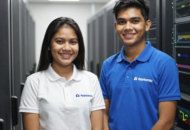 A modern data center with glowing servers symbolizing cloud infrastructure.