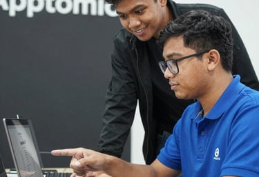 A vibrant team collaborating over cloud technology diagrams in a modern office.