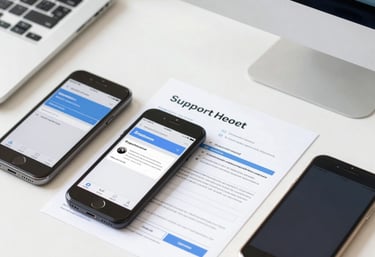 Close-up of hands filling out a simple card application form on a tablet.