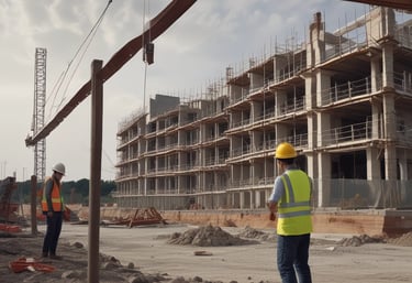 Close-up of wiring work inside a residential building under construction.