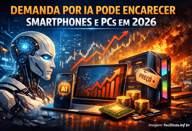 Demanda por IA pode encarecer smartphones e PCs em 2026 — entenda o impacto