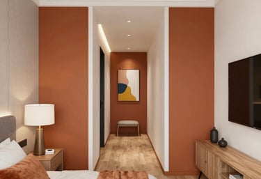 A bright, modern living room showcasing clean lines and warm textures, reflecting thoughtful interior design.