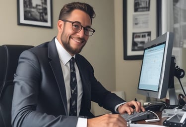 Photo of a modern counseling office setup with warm lighting and comfortable seating.