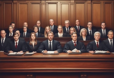 A confident attorney shaking hands with a hiring manager in a modern office.