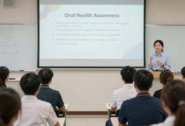 Close-up of a designer sketching a clean website layout featuring dental clinic photos and blog sections.