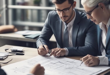 Technicians inspecting industrial equipment in a large factory setting.