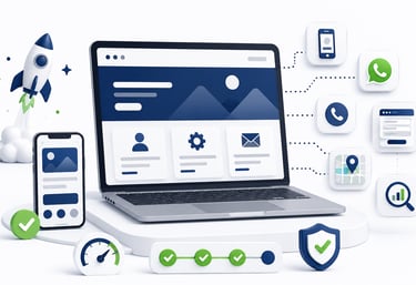 3D illustration of a laptop and smartphone for responsive web design, digital marketing, and business growth.