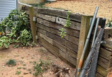 Existing wall deteriorated, removed to install new retaining wall block