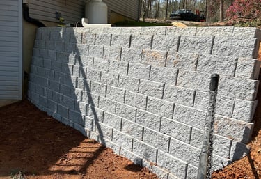 finished retaining wall install. Belguard Diamond Pro Block 8x8x16