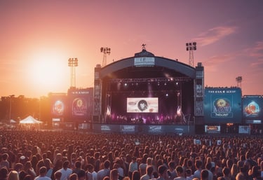Crew members setting up stage equipment backstage before a concert.