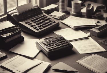 Portrait of a confident businesswoman working at her desk with payroll documents.