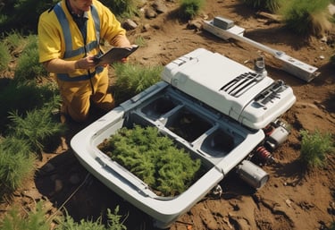 Technician inspecting a high-quality water treatment system at an industrial facility.