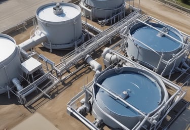 Close-up of sustainable equipment used for environmental water treatment processes.