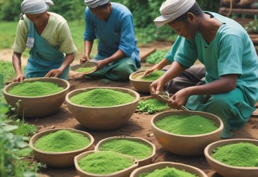 A cargo ship loaded with containers leaving an Indian port at sunset.