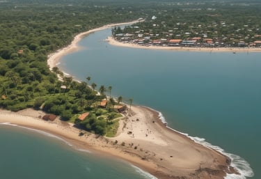 Modern residential building under clear blue sky with green landscaping.