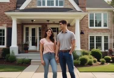 Tyler Giesbrecht warmly greeting a family in a bright, cozy living room.