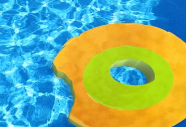 a pool with a yellow ring around it