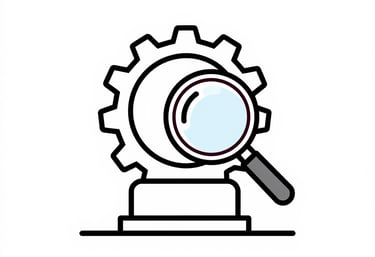 Minimalist black gear icon on white background symbolizing industrial engineering.