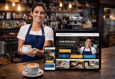 Professional website design for local business shown on desktop and mobile devices