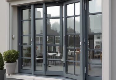 Close-up of custom aluminum and wood joinery work inside a modern home.