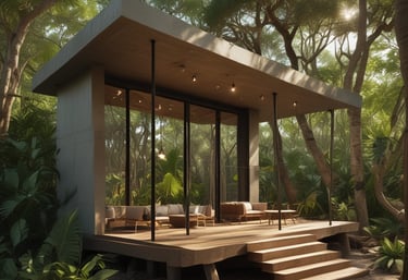 Sophisticated interior living room with modern minimalist design and natural light