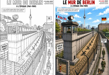 Page à colorier sur le mur de Berlin