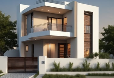 A happy family standing in front of their new home in a prime Faridabad neighborhood.