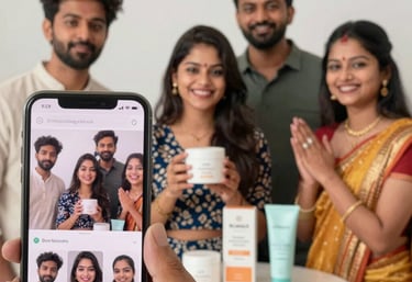 A brand manager browsing influencer profiles on a laptop in a cozy office.