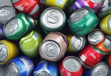 Photo of sustainable waste management process with recycling bins and green technology.