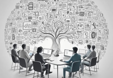 A vibrant classroom scene showing students engaging with tablets and digital screens.