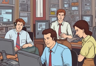 Customer service representative assisting a client over the phone with a warm smile.