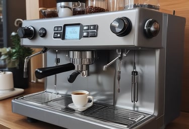 A friendly consultant discussing coffee machine options with a business owner in a modern office.