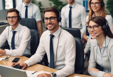 Customer service representative assisting a client over the phone.