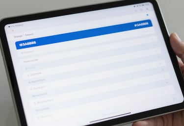 A sleek, clean digital medical chart on a tablet, showing innovation in data management. Colors include #3A6B8B and #F4F8FA.