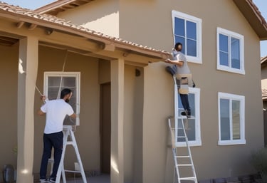 Professional painter applying a smooth coat on an interior wall.