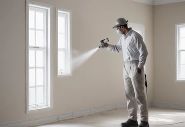 Painter carefully applying a smooth coat of paint to a kitchen cabinet in a bright Arizona home.