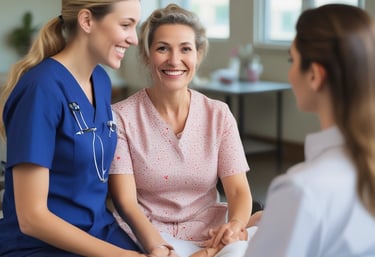 A diverse group of nurses collaborating in a modern hospital environment.