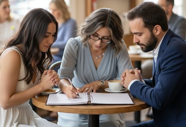 Wedding Officiant meeting with couple
