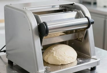 A busy commercial kitchen filled with stainless steel ovens, mixers, and cooking ranges.