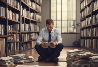 A professional reviewing financial documents with a calculator and laptop on the desk.