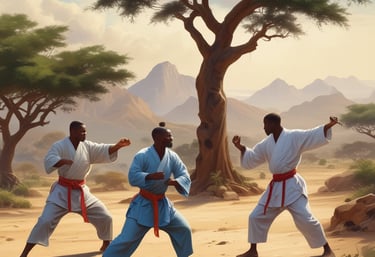 A dynamic martial arts class in session, highlighting focus and discipline.